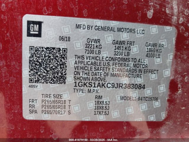 1GKS1AKC9JR383084 GMC YUKON SLE