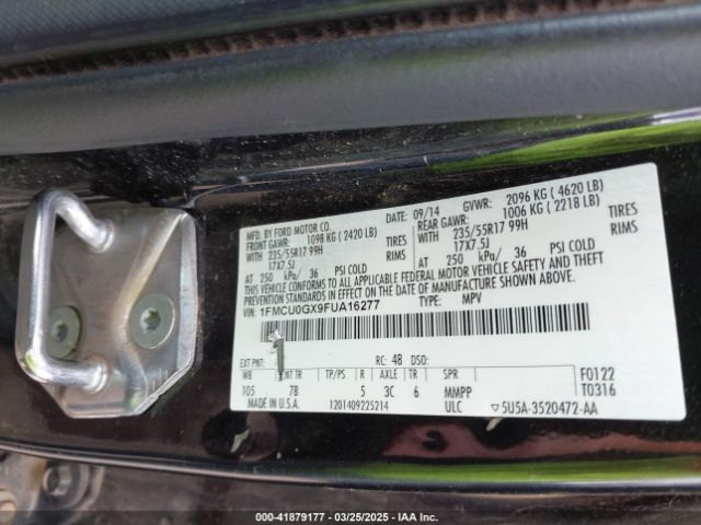 1FMCU0GX9FUA16277 Ford ESCAPE SE