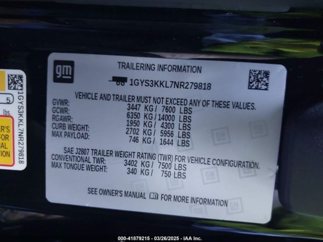 1GYS3KKL7NR279818 Cadillac l87