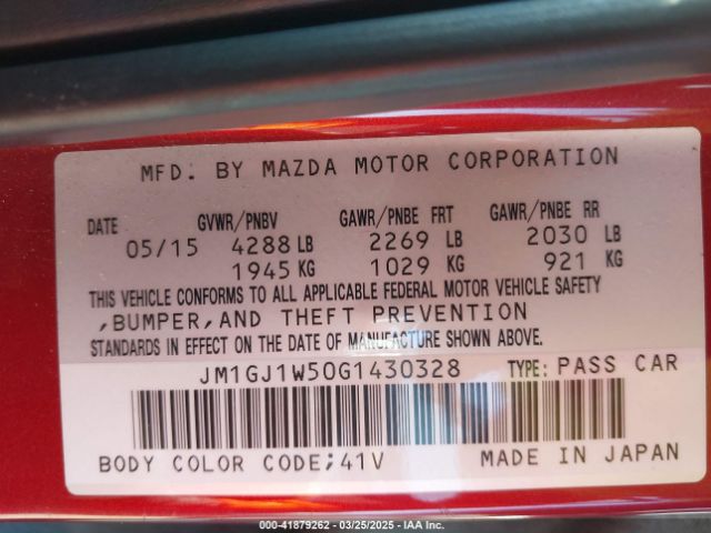 JM1GJ1W50G1430328 Mazda Mazda6 I Grand Touring