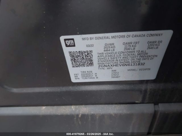 2GNAXHEV6N6131832 Chevrolet Equinox Fwd Ls