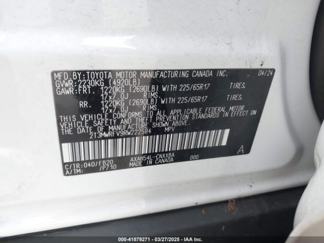 2T3MWRFV9RW222584 Toyota Rav4 Hybrid Le