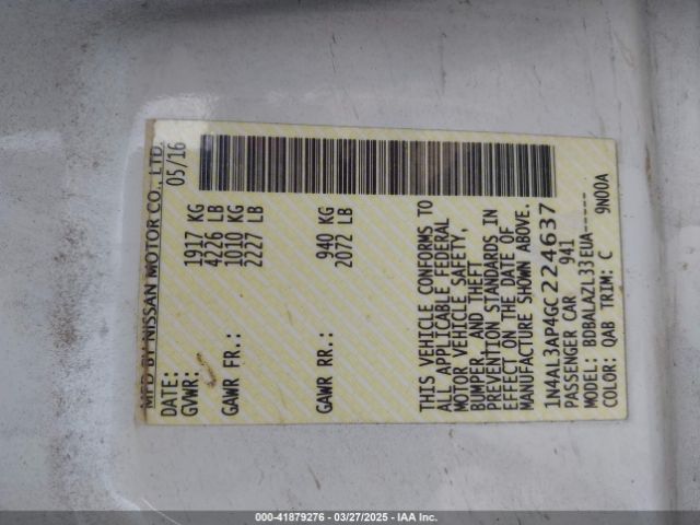 1N4AL3AP4GC224637 Nissan ALTIMA 2.5
