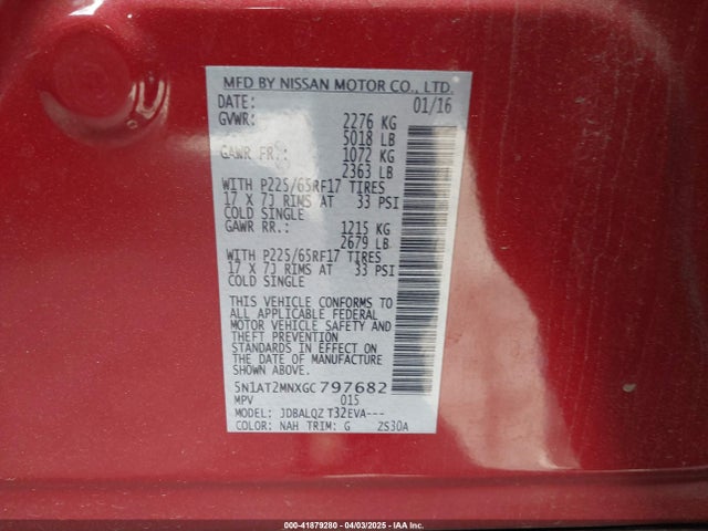 Nissan ROGUE SV 2016 5N1AT2MNXGC797682 Image 9
