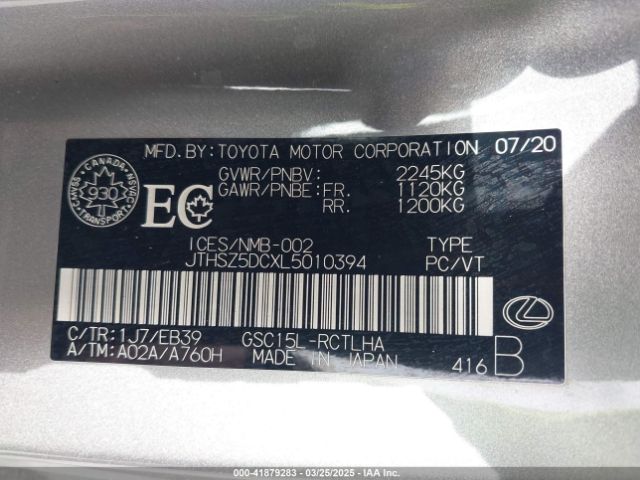 JTHSZ5DCXL5010394 Lexus RC 350