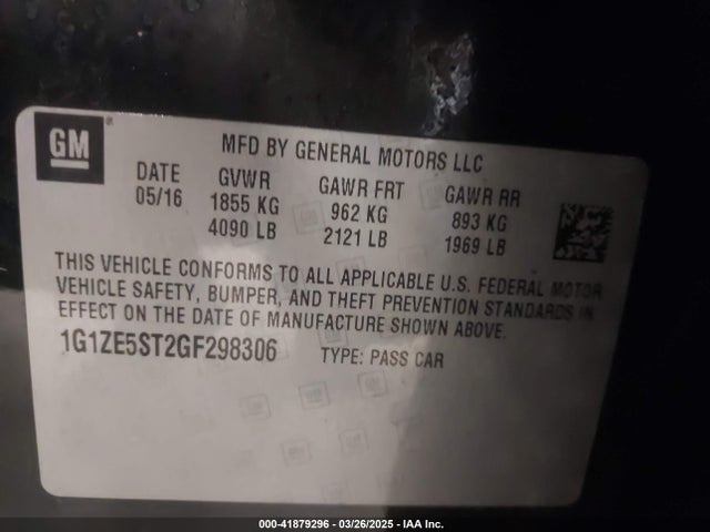 1G1ZE5ST2GF298306 Chevrolet MALIBU 1LT