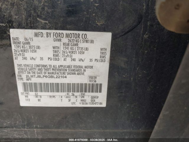 2LMTJ8LP6GBL22104 Lincoln Mkx Reserve