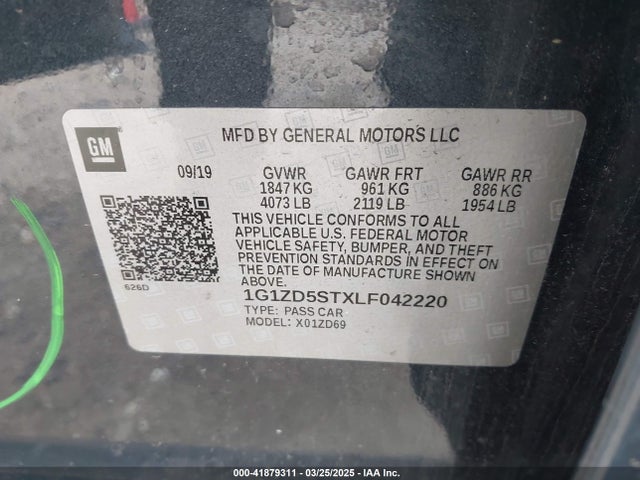 1G1ZD5STXLF042220 Chevrolet Malibu Fwd Lt