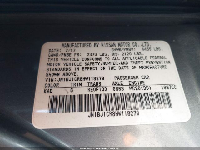 JN1BJ1CR8HW118279 Nissan Rogue Sport S/sv/sl