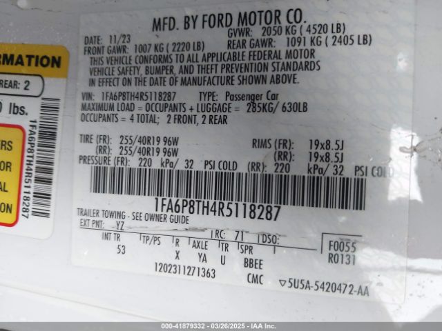 1FA6P8TH4R5118287 Ford 4v