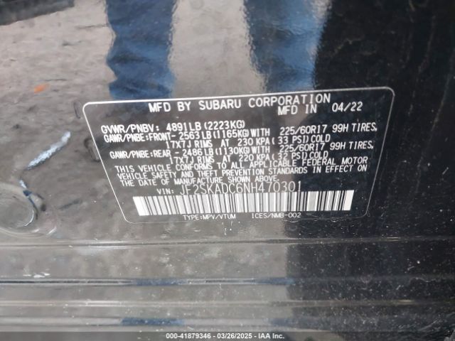JF2SKADC6NH470301 Subaru Forester Premium