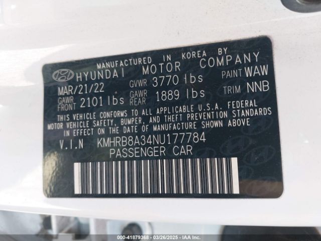 KMHRB8A34NU177784 Hyundai Venue Se