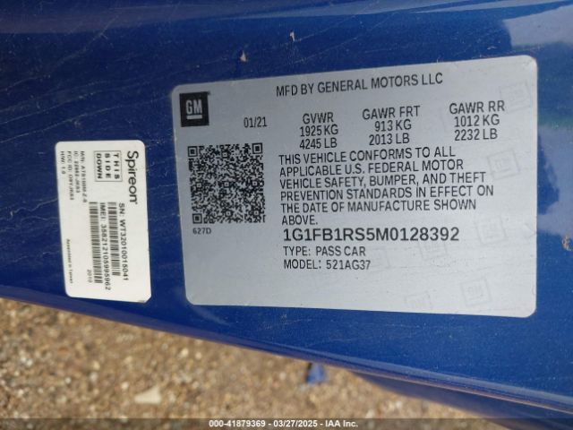 1G1FB1RS5M0128392 Chevrolet Camaro Rwd  1lt