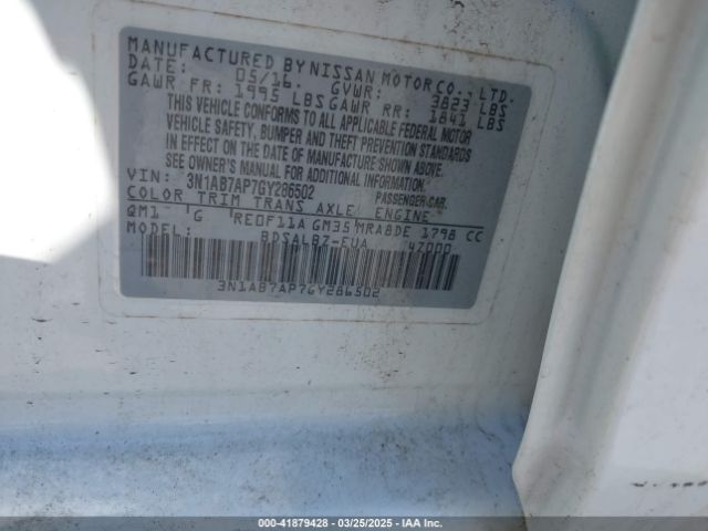 3N1AB7AP7GY286502 Nissan Sentra