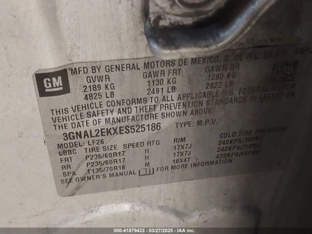 3GNAL2EKXES525186 Chevrolet lea