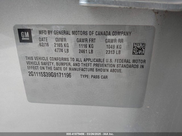 2G1115S39G9171196 Chevrolet Impala 2lt