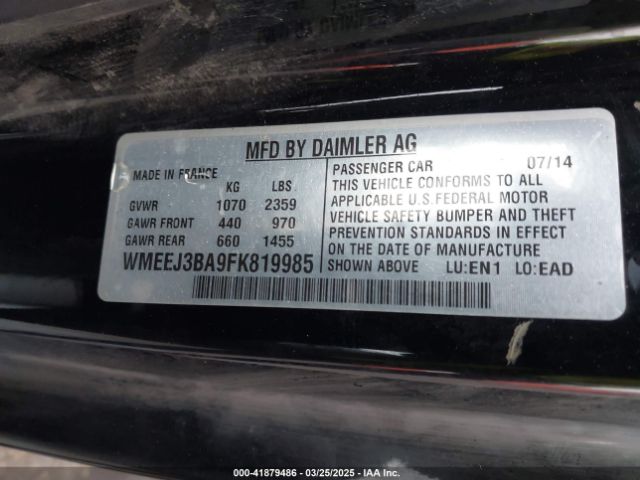 WMEEJ3BA9FK819985 Smart Fortwo Passion/pure