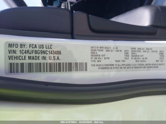 1C4RJFBG9NC143486 Jeep Grand Cherokee Wk Limited 4x4