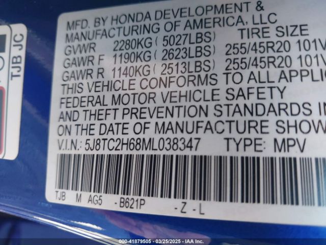 5J8TC2H68ML038347 Acura Rdx A-spec Package