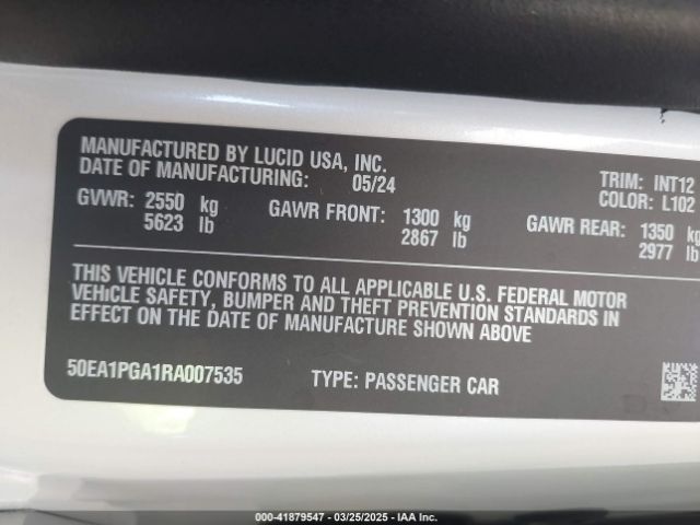 2024 LUCID AIR 50EA1PGA1RA007535 Photo 8
