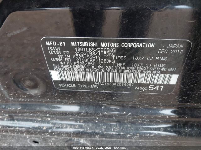 JA4AD3A33KZ034087 Mitsubishi Outlander Le