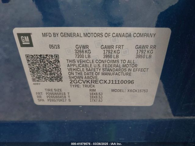2018 CHEVROLET SILVERADO 1500 2GCVKRECXJ1110096 Photo 8