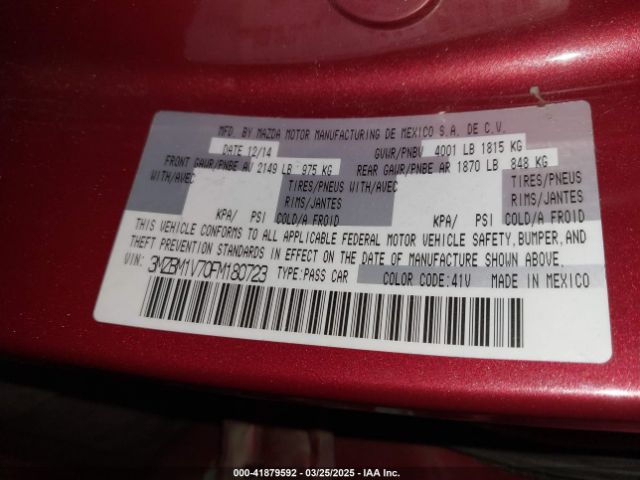 3MZBM1V70FM180723 Mazda Mazda3 I Touring