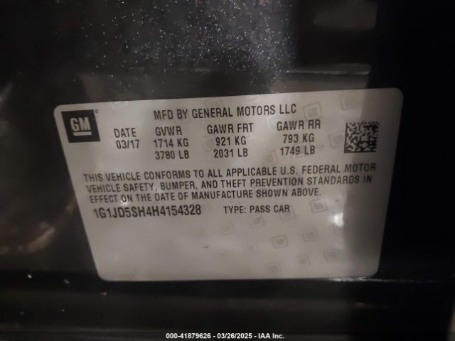 1G1JD5SH4H4154328 Chevrolet Sonic Lt Auto