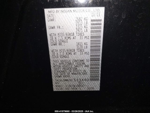 5N1AL0MM2EC513440 Infiniti QX60