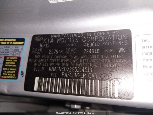KNALN4D72G5214513 KIA Cadenza Limited