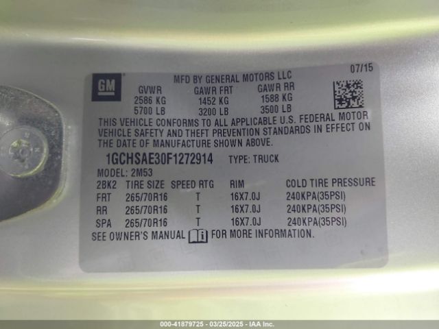 1GCHSAE30F1272914 Chevrolet Colorado Wt