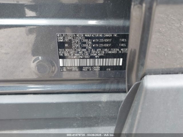 2T3LWRFVXMW118867 Toyota Rav4 Hybrid Le