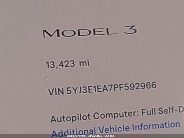 5YJ3E1EA7PF592966 Tesla Model 3 Rear-wheel Drive