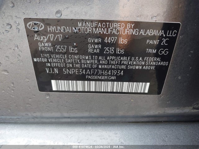 5NPE34AF7JH641934 Hyundai SONATA SEL