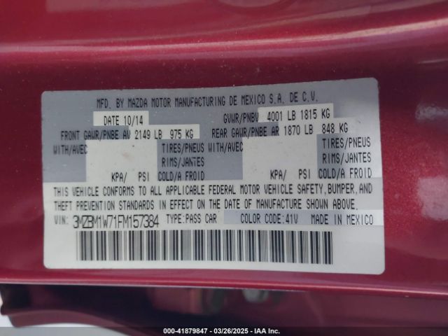 3MZBM1W71FM157384 Mazda Mazda3 I Grand Touring