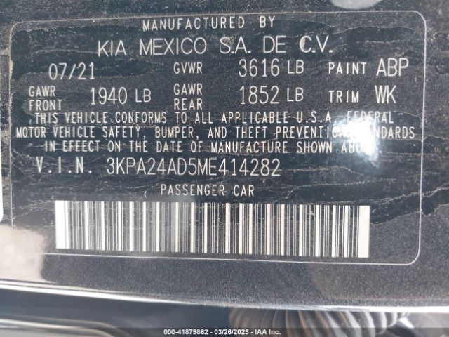 3KPA24AD5ME414282 KIA RIO S
