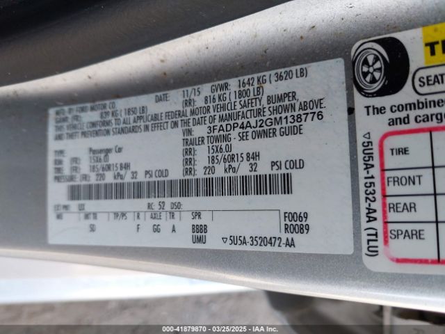 3FADP4AJ2GM138776 Ford FIESTA S