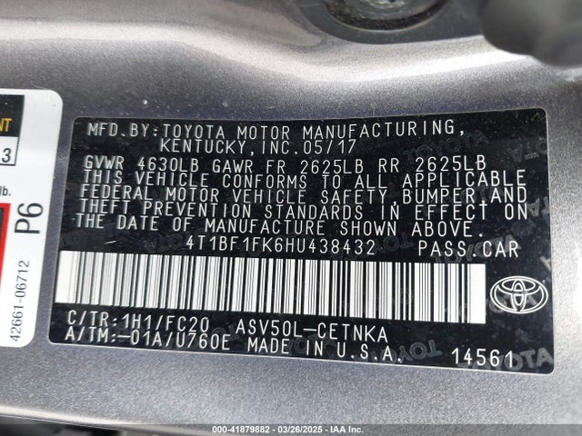 4T1BF1FK6HU438432 Toyota CAMRY LE
