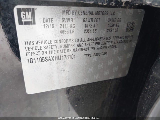 1G1105SAXHU178101 Chevrolet IMPALA 1LT