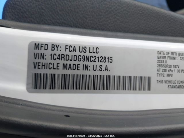 2022 DODGE DURANGO 1C4RDJDG9NC212815 Photo 8