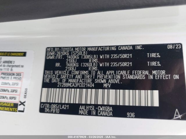 2T2BBMCA3PC021404 Lexus Rx 350h Luxury