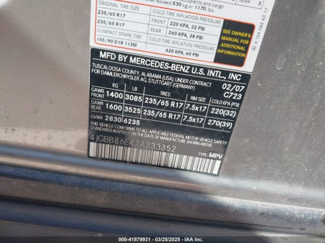 2007 MERCEDES-BENZ ML 350 4JGBB86E47A233352 Photo 8