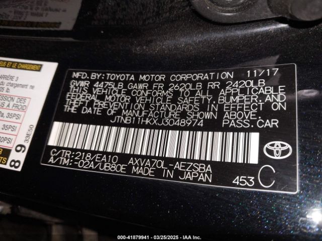 JTNB11HKXJ3048974 Toyota CAMRY SE
