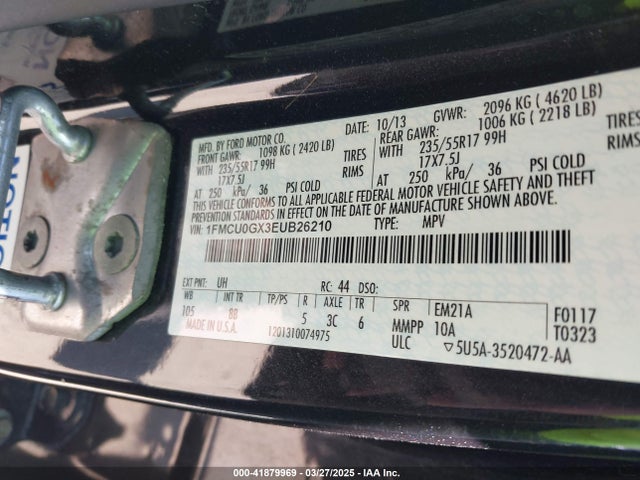1FMCU0GX3EUB26210 Ford ESCAPE SE