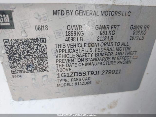 1G1ZD5ST9JF279911 Chevrolet MALIBU LT