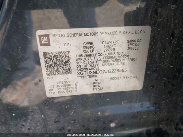 3GTU2NEC7JG228585 GMC Sierra 1500 Slt