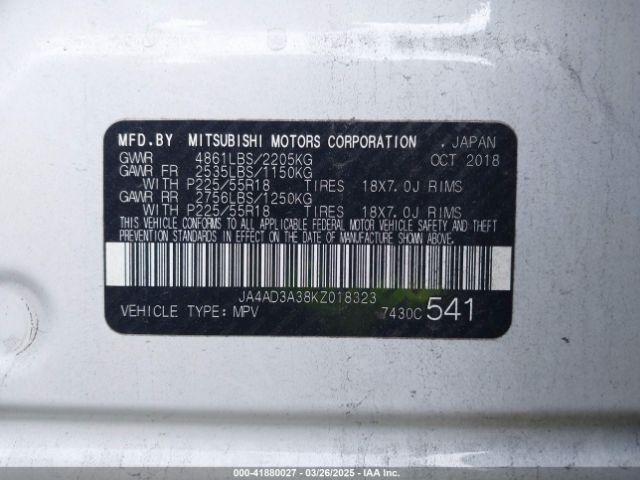 JA4AD3A38KZ018323 Mitsubishi Outlander Se