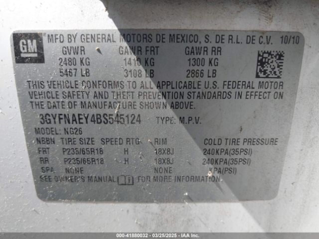 2011 CADILLAC SRX 3GYFNAEY4BS545124 Photo 8