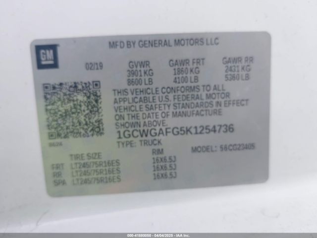 1GCWGAFG5K1254736 Chevrolet Express 2500 Work Van