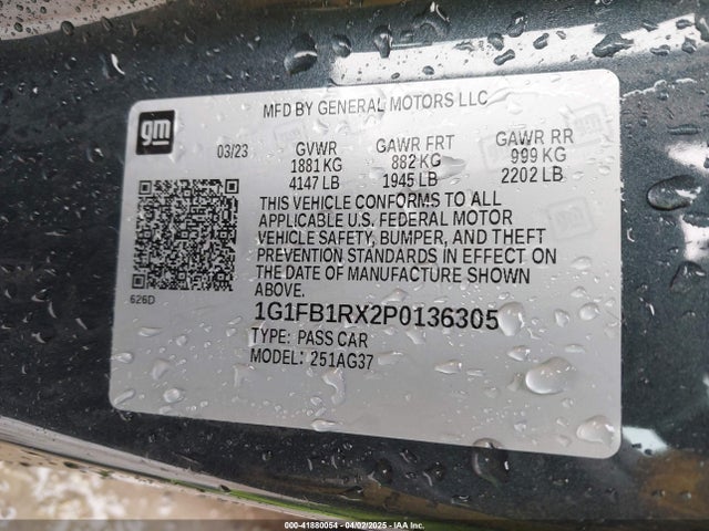 1G1FB1RX2P0136305 Chevrolet Camaro Rwd  1lt